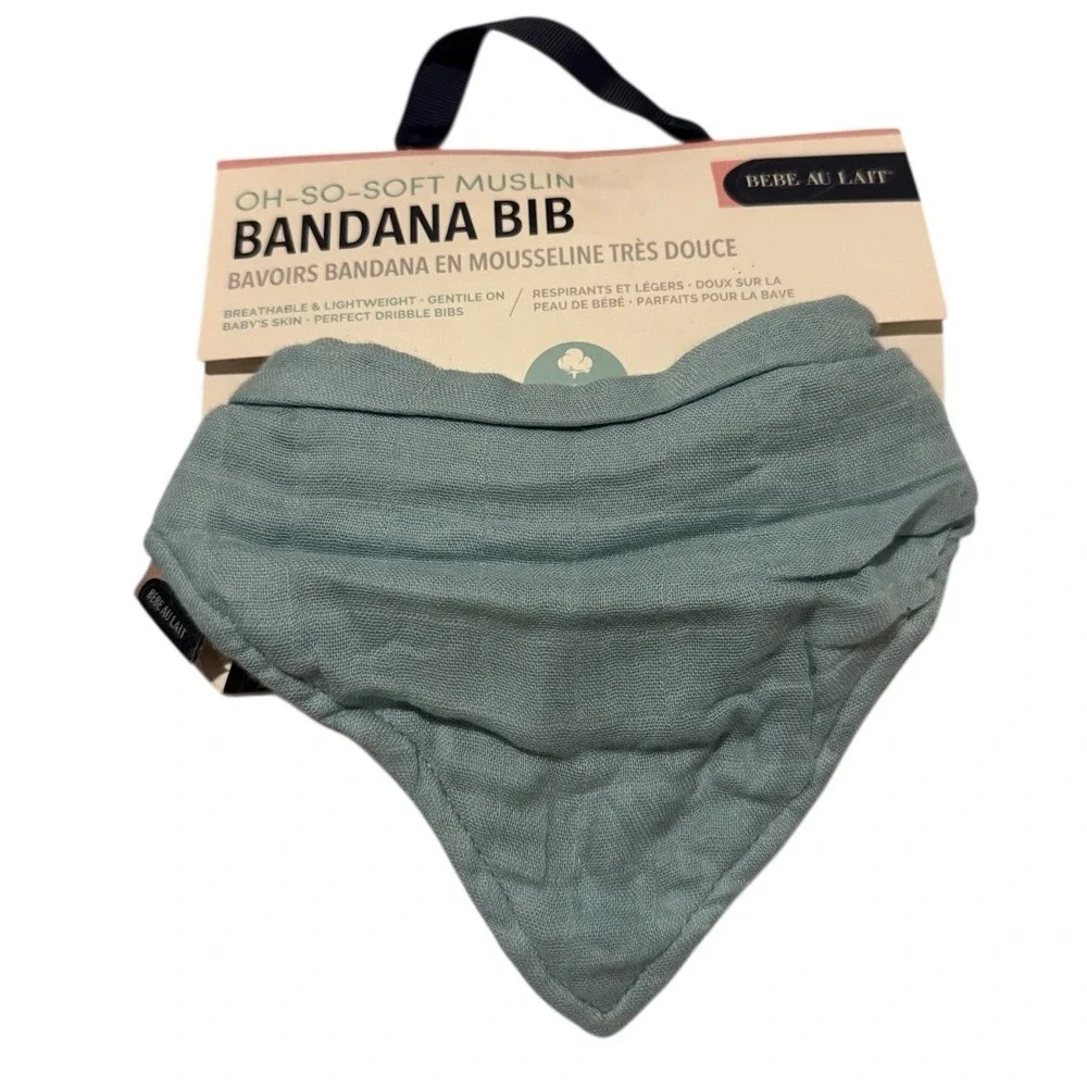 Le Bebe Bandana Bib Muslin Lagoon Adjustable Sizing Blue